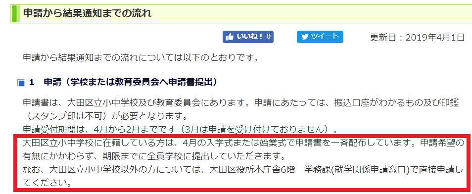 就学援助の申請方法